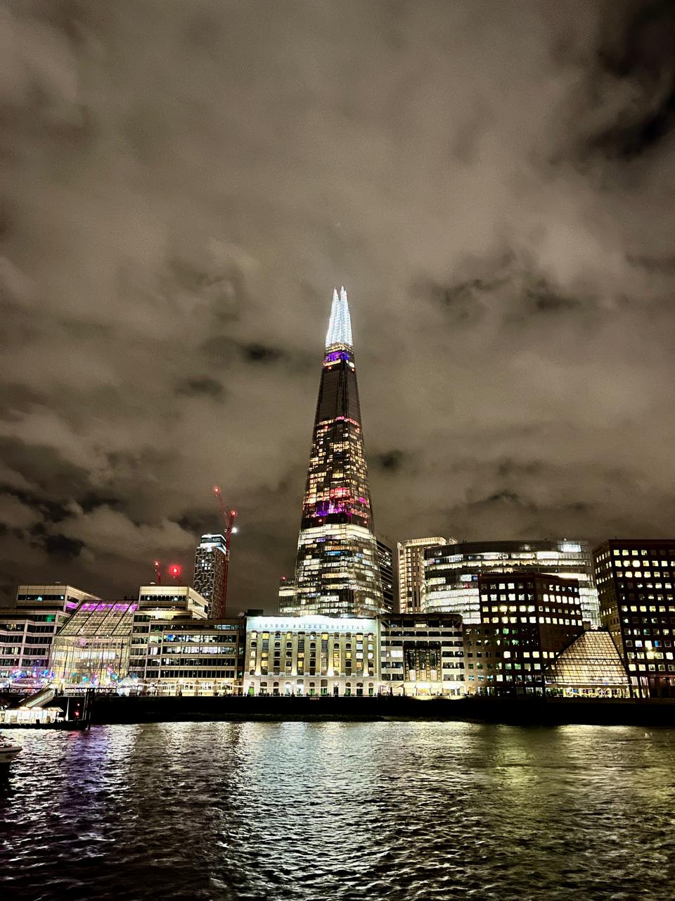 The Shard and London skyline at night