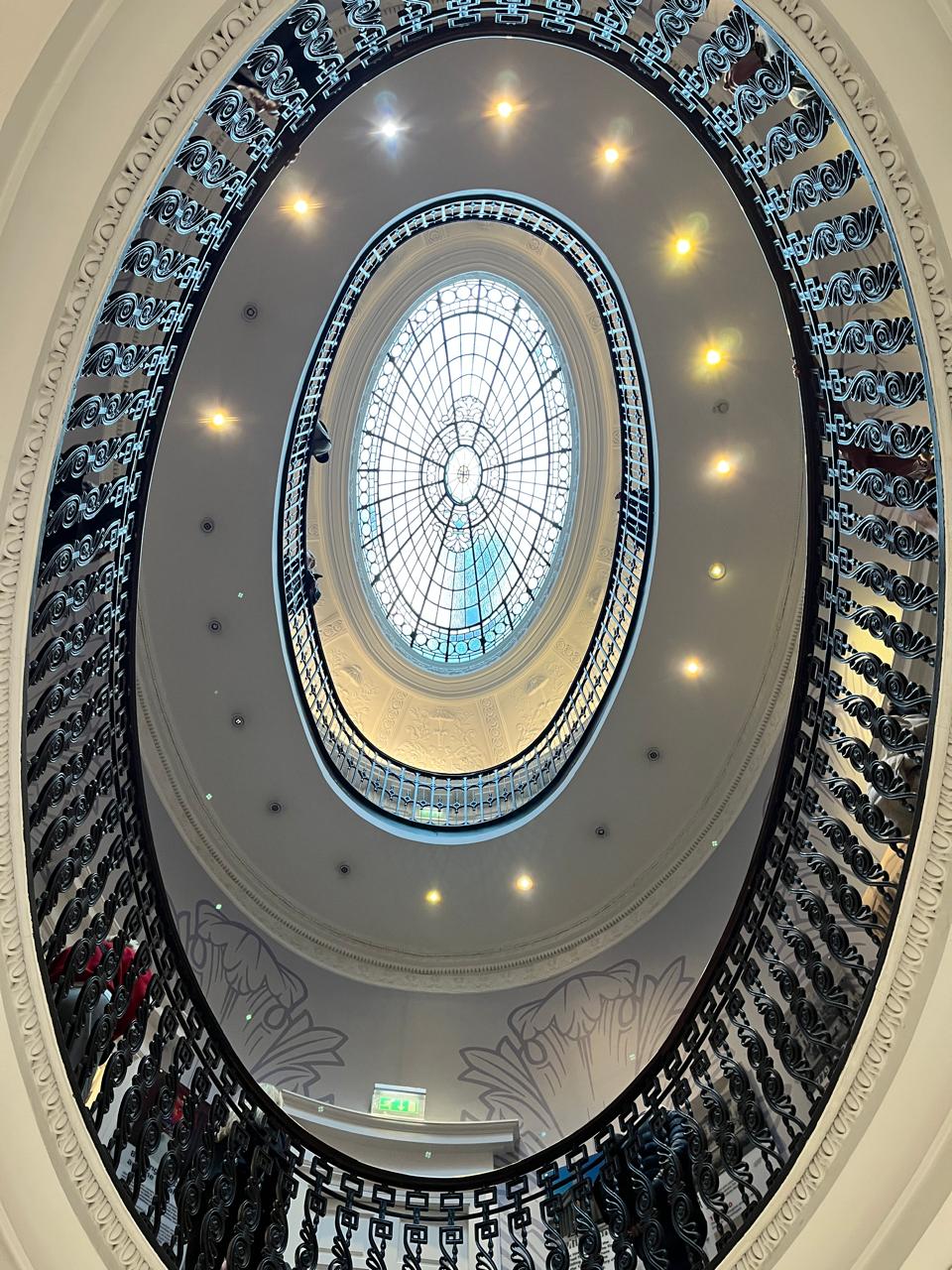 Elliptical staircase and skylight in a London interior